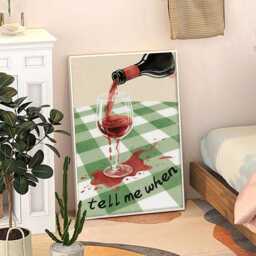 Retro Tell Me When Wine Art Canvas Poster, Kitchen Wall Art, Bar Cart Aesthetic Decor, Home Printed Gift - thumbnail 3