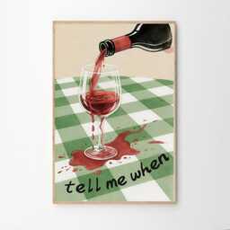 Retro Tell Me When Wine Art Canvas Poster, Kitchen Wall Art, Bar Cart Aesthetic Decor, Home Printed Gift - thumbnail 2