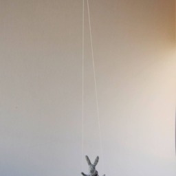 Swinging Bunny, Needle Felted Nursery Decoration, Baby Crib Mobile, Hanging Mobile - thumbnail 4