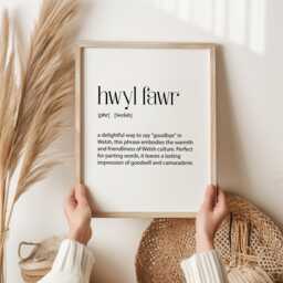 Hwyl Fawr Welsh Print - Meaningful Phrase Wall Art Wales Goodbye Gift Minimal Typography Home Decor - thumbnail 1