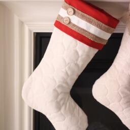 Christmas Stockings With Red Cuffs & Burlap Accents - Set Of Four - 4 - thumbnail 2