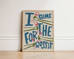 Came For The Gossip Print, Colourful Wine Retro Wall Art, Kitchen Prints, Aesthetic Decor, Gallery Wall, Home Inspo, Unframed - thumbnail 1