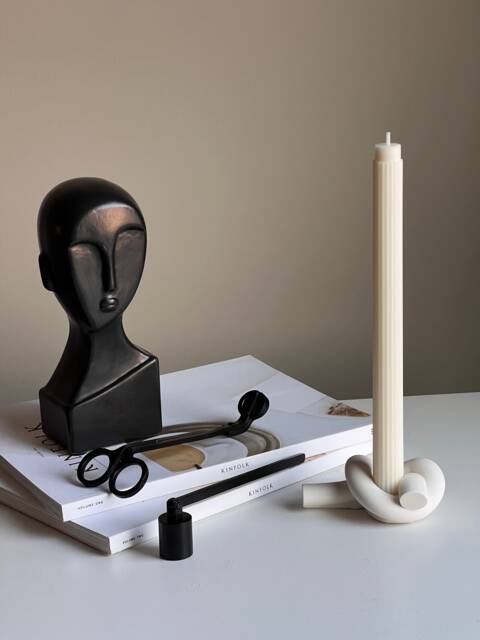 Knot Jesmonite Candlestick Holder Minimalist Wedding Decor - image 1