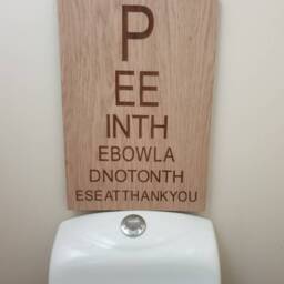 Large Bathroom Wall Art Hanging Wooden Plaque. Ensuite Toilet Sign. Pee in The Bowl & Not On Seat Thank You - thumbnail 2