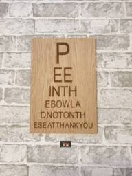 Large Bathroom Wall Art Hanging Wooden Plaque. Ensuite Toilet Sign. Pee in The Bowl & Not On Seat Thank You - thumbnail 1