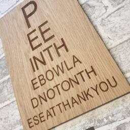 Large Bathroom Wall Art Hanging Wooden Plaque. Ensuite Toilet Sign. Pee in The Bowl & Not On Seat Thank You - thumbnail 3