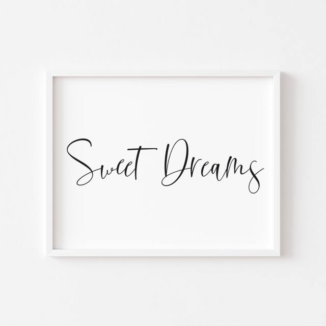 Sweet Dreams Script Print Bedroom Wall Art - Unframed - image 1
