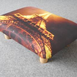 Paris Eiffel Tower Footstool Handmade Printed Cotton Upholstered Ottoman, Sd - thumbnail 4
