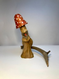 "Collection Hand Carved Wooden Figurine ""Mushroom Amanita"