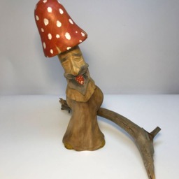 "Collection Hand Carved Wooden Figurine ""Mushroom Amanita" - thumbnail 4