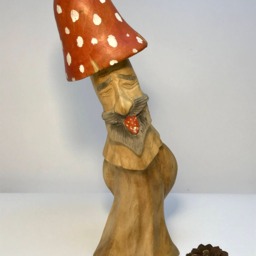 "Collection Hand Carved Wooden Figurine ""Mushroom Amanita" - thumbnail 2
