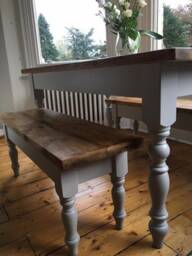 Slim Farmhouse Dining Table, Rustic Wood Kitchen Table - thumbnail 2