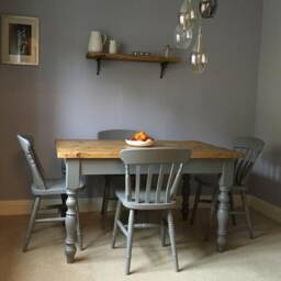 Slim Farmhouse Dining Table, Rustic Wood Kitchen Table - thumbnail 3