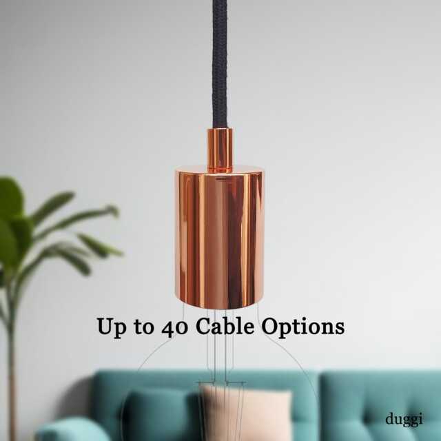 Plug in Pendant Light - Copper Hanging Fabric Cable Wall Cord & Minimal Modern E27 Lamp Holder Unique Reading, Ambient Mood Lighting - image 1