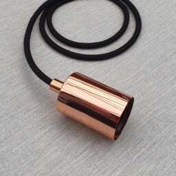 Plug in Pendant Light - Copper Hanging Fabric Cable Cord & Minimal Modern E27 Lamp Holder Unique Reading, Ambient Mood Lighting - thumbnail 2