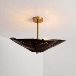 Leather Ceiling Light - Modern Bowl-Shaped Pendant Please Read The Description Carefully