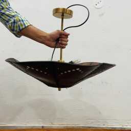 Leather Ceiling Light - Modern Bowl-Shaped Pendant Please Read The Description Carefully - thumbnail 2