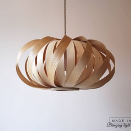Modern Wood Veneer Ceiling Lamp - Twisted Oak & Birch Pendant Light - thumbnail 2