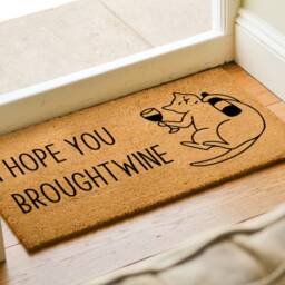 I Hope You Brought Wine Funny Cat Doormat, Gift For Pet Lovers, Custom New Home - thumbnail 2