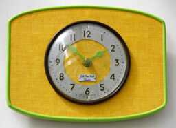 Mid Century Style Yellow Wall Clock - New 23cm Handmade Formica Retro Vintage French Gift Off The Clocks