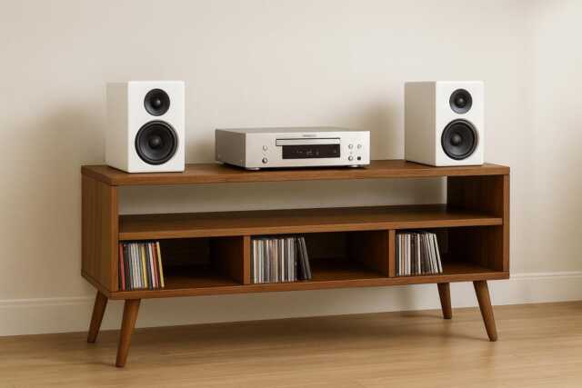 Handcrafted Solid Wood Multimedia Stand Cd Storage Cabinet - image 1