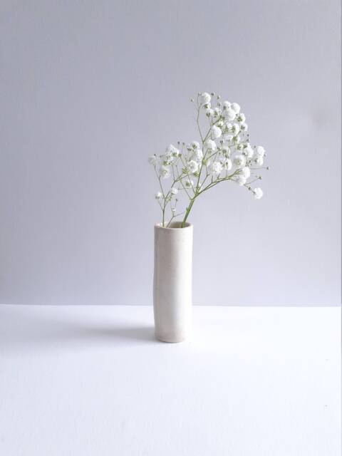Bud Vase - Single 10cm High. White Stoneware Cylinder. Beautiful Gift. Handmade in North Somerset U.K - image 1