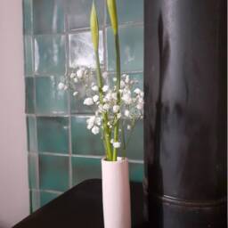 Bud Vase - Single 10cm High. White Stoneware Cylinder. Beautiful Gift. Handmade in North Somerset U.K - thumbnail 3