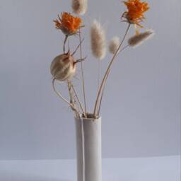 Bud Vase - Single 10cm High. White Stoneware Cylinder. Beautiful Gift. Handmade in North Somerset U.K - thumbnail 2