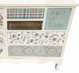 Wooden Sideboard, Storage Unit, Floral Design, Shabby Chic, Hand Painted, Cheque, Paisley, Positive Quote Multi Size Draw Chest, Tv Unit - thumbnail 2
