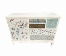Wooden Sideboard, Storage Unit, Floral Design, Shabby Chic, Hand Painted, Cheque, Paisley, Positive Quote Multi Size Draw Chest, Tv Unit - thumbnail 1