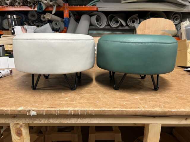 Bespoke Genuine Leather Footstool With Hairpin Legs - image 1