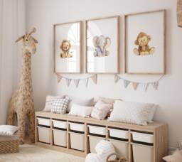 Safari Baby Animal Nursery Prints, Set Of 3, Prints, Wall Art, Prints For Nursery, Christmas Gift - thumbnail 1