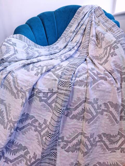 Vintage Handmade Kantha Stitch Sofa Throw - Beach Camper Van Quirky Colours Pastel Purple Pink Geometric Tribal - image 1