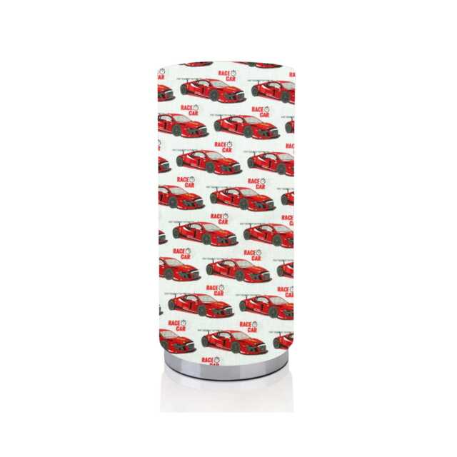 Handmade Red Race Car Fabric Lamp, Chrome Base Night Light - image 1