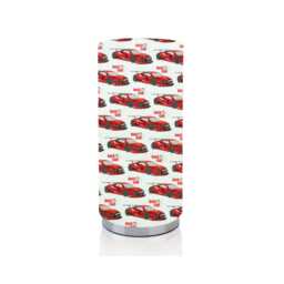 Handmade Red Race Car Fabric Lamp, Chrome Base Night Light - thumbnail 1