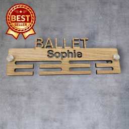 Ballet Medal Hanger - Wood Colours, Custom Name & Colour
