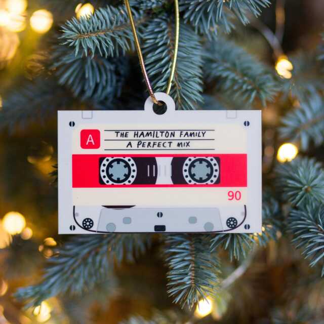 Personalised Cassette Tape Christmas Tree Decoration, Family Bauble, Custom Gift For Family, Xmas Bauble - image 1