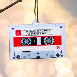 Personalised Cassette Tape Christmas Tree Decoration, Family Bauble, Custom Gift For Family, Xmas Bauble - thumbnail 3