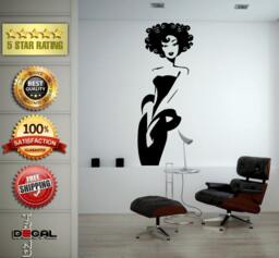 Flower Pattern Dress Girl Model Bride Beautiful Fashion Woman Pretty Design Wall Window Sticker Decal Vinyl Silhouette Decor L1869 - thumbnail 1