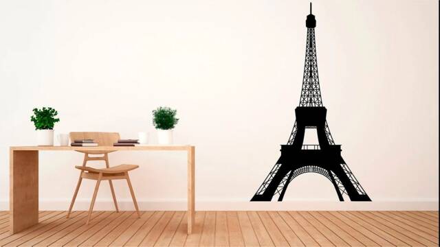 Eiffel Tower - Vinyl Wall Art, Decal, Sticker, Transfer, Mural, Removable, Decoration, Interior, Exterior, Peel & Stick, Full 0467 - image 1