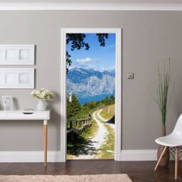 Door Wall Sticker Road To A Mountain Lake/ Decal Lake Mountains/Murals Road Mountain/ View Of - thumbnail 3