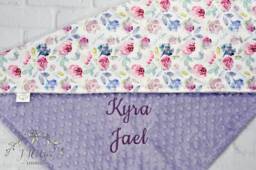 Personalized Baby Blanket Girl With Name-Baby Minky Purple Flora Minky Baby Girl-Lavender Blanket-Floral Amethyst