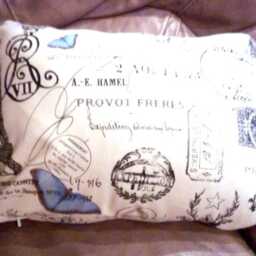 Premier Prints French Stamp Pillow Cover With Blue Butterfly - thumbnail 4