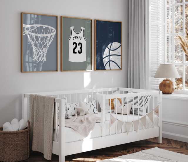 Personalised Basketball Wall Art Set - Boys Sports Prints - image 1