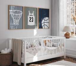 Personalised Basketball Wall Art Set - Boys Sports Prints - thumbnail 1