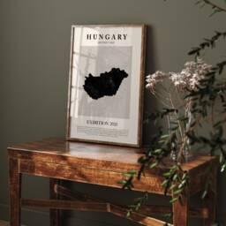 Hungary Map Vintage Abstract Wall Art Print Picasso + Matisse Inspired Travel Poster - thumbnail 1