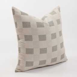 Rustic Cotton Throw Pillow Cover, Black Stripes & Dots, Farmhouse Decor - thumbnail 3
