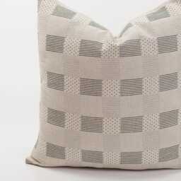 Rustic Cotton Throw Pillow Cover, Black Stripes & Dots, Farmhouse Decor - thumbnail 2