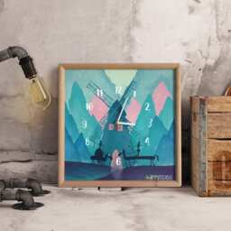 Don Quixote Wall Clock Oilpainted Illustration, Square Wooden Frame - thumbnail 3