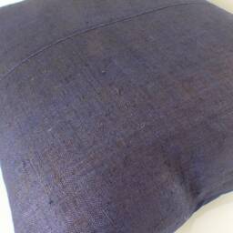 22x22 Vintage Hmong Cushion Cover Hand Woven Hemp Fabric Navy Blue Indigo Hemp Throw Pillow Decorative Case Tribal Ethnic - thumbnail 4